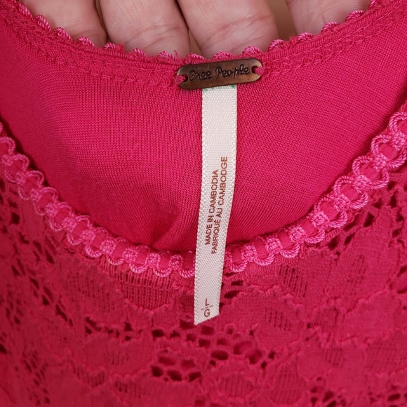 Free People Pink Scoop neck Lace Dress size large - Picture 6 of 9